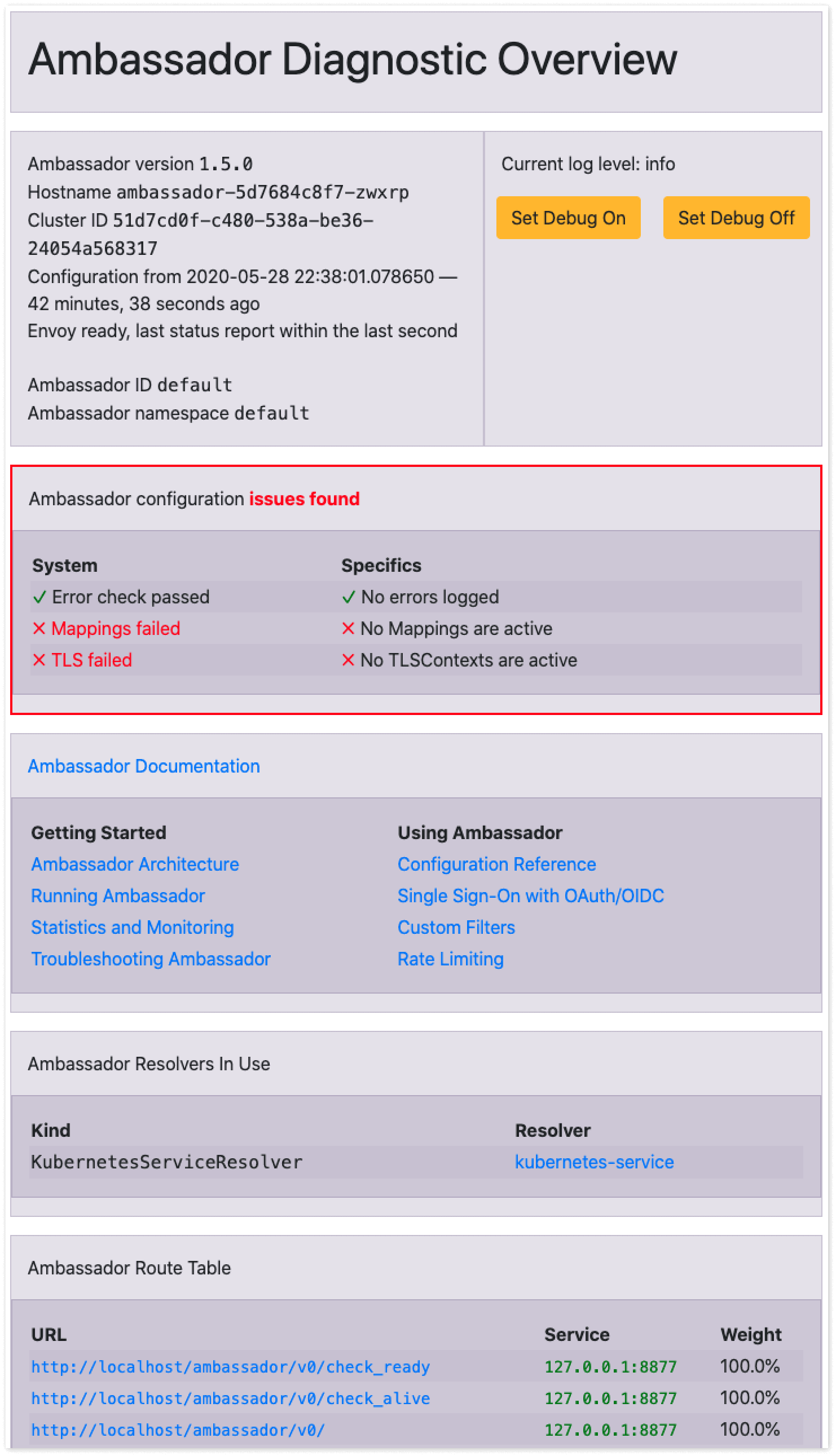 Ambassador API Gateway Diagnostics