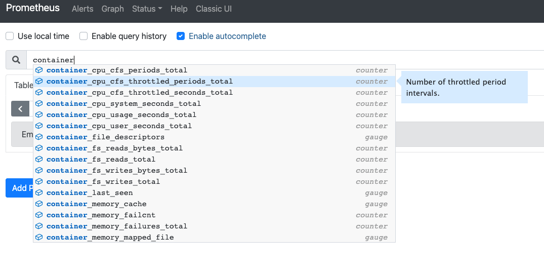 Prometheus Prometheus metrics from cAdvisor
